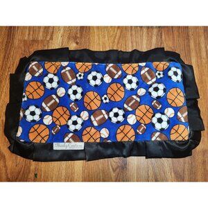 Minky Couture Blue Sport Balls  Security Blanket Lovey Super Soft